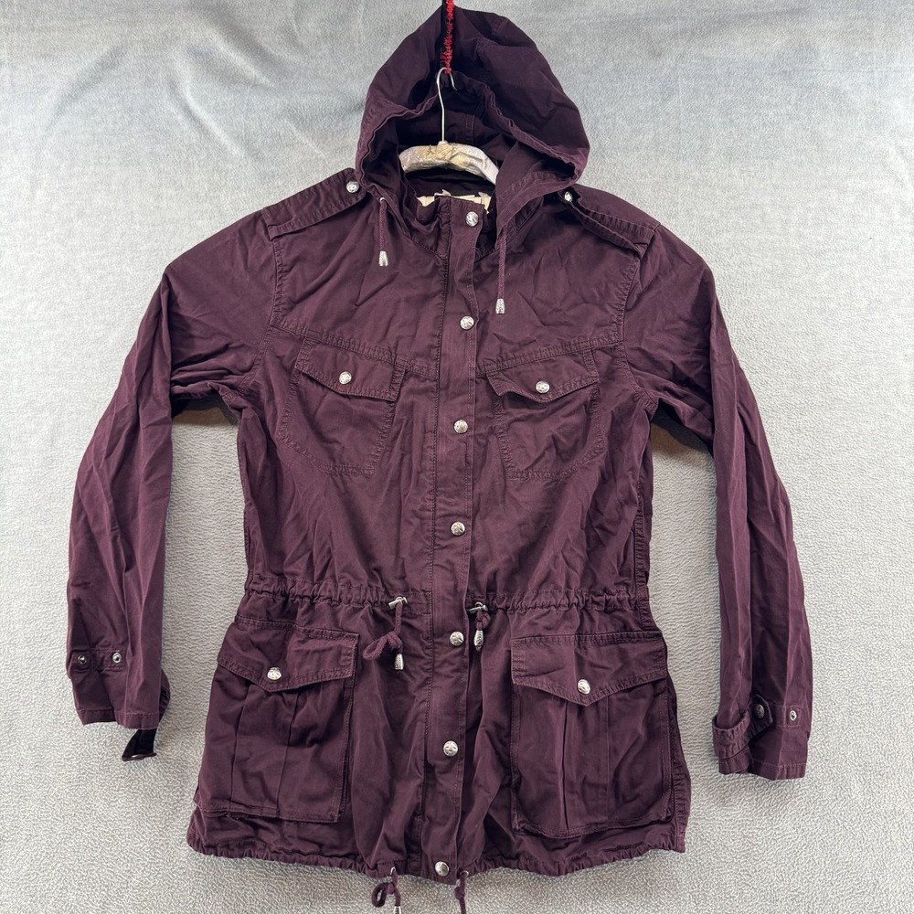 Buffalo David Bitton Women's Burgundy M Jacket Cotton Blend Hooded Utility
